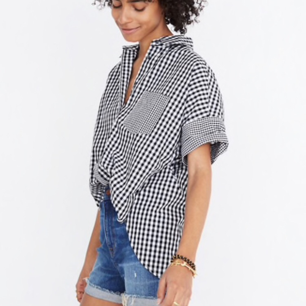Madewell Black & White Checkered Courier Shirt